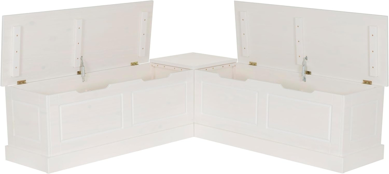 Harris White Solid Pine Backless Nook with Hidden Storage Solution