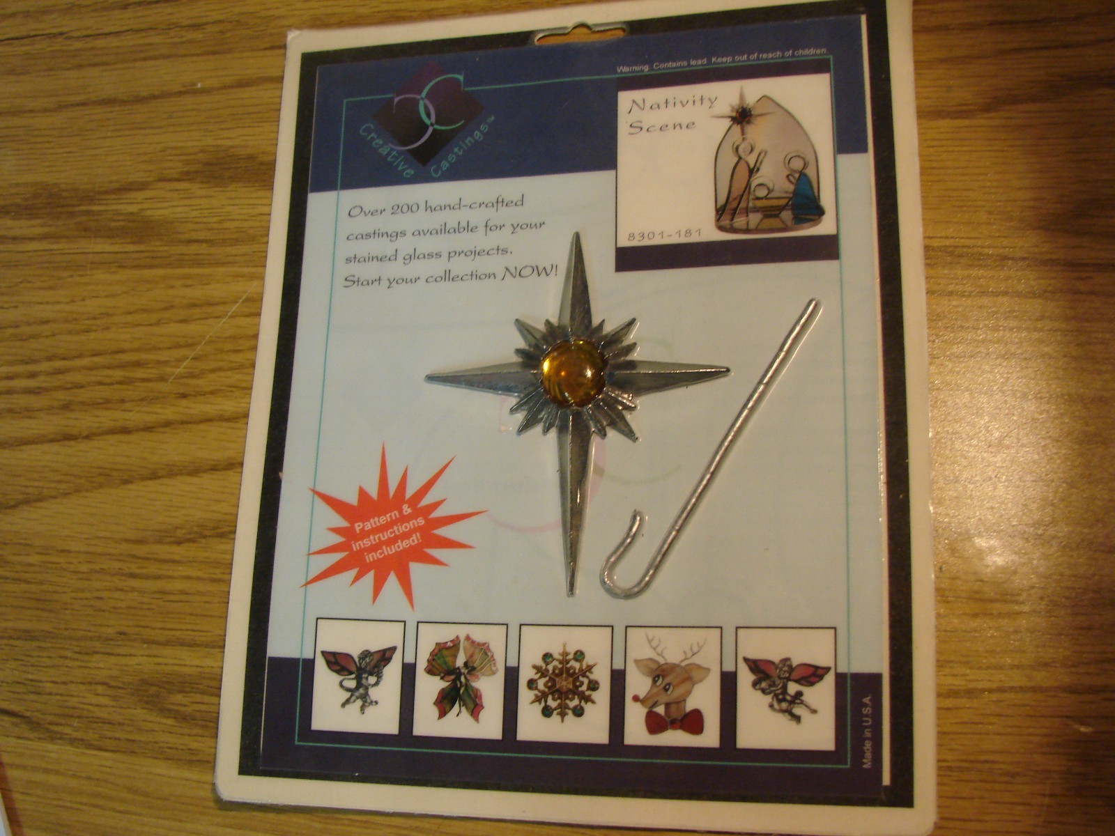 Creative Castings-Stained Glass Star of Bethlehem & Shepherd Staff Hand Cast Scu