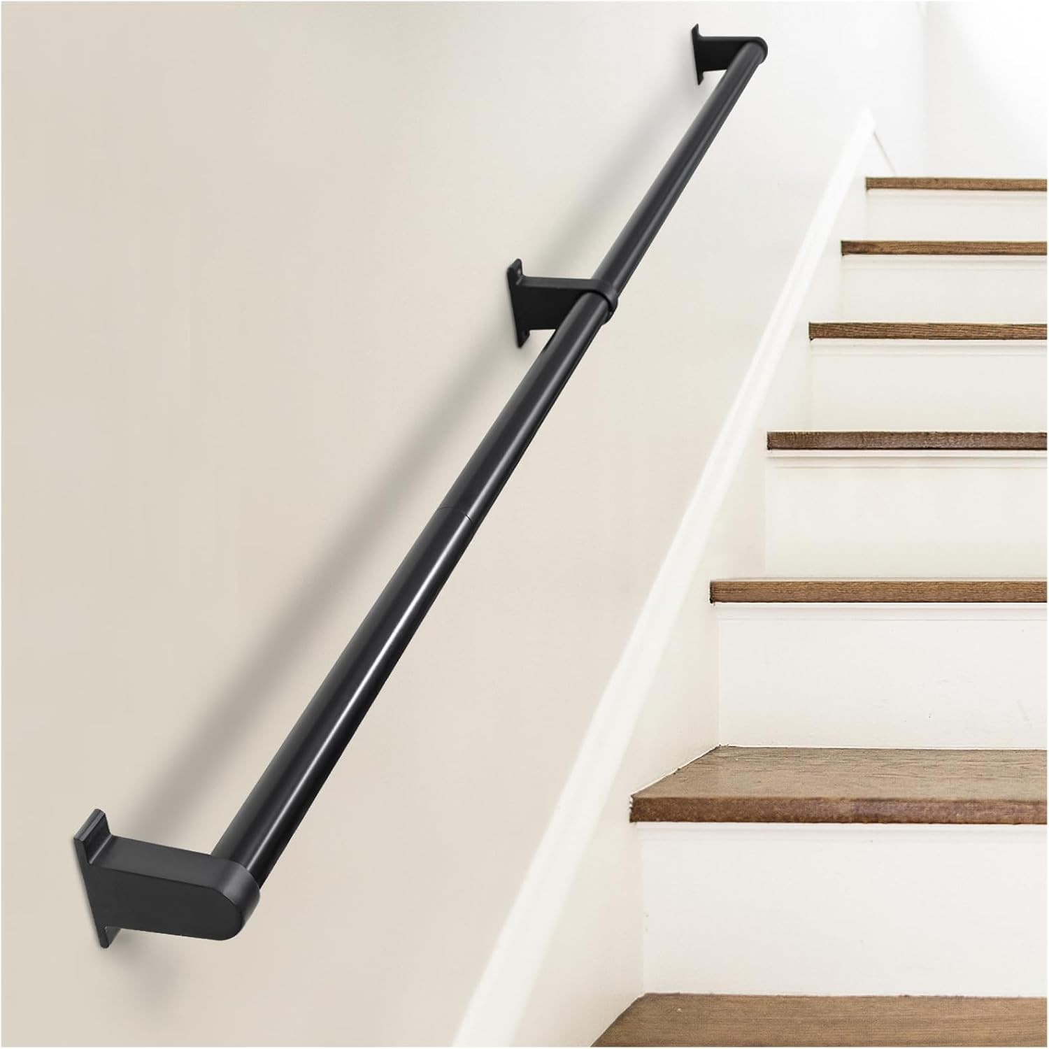 Industrial Stair Railing Metal Hand Rails for Indoor & Outdoor 6 Feet, Black