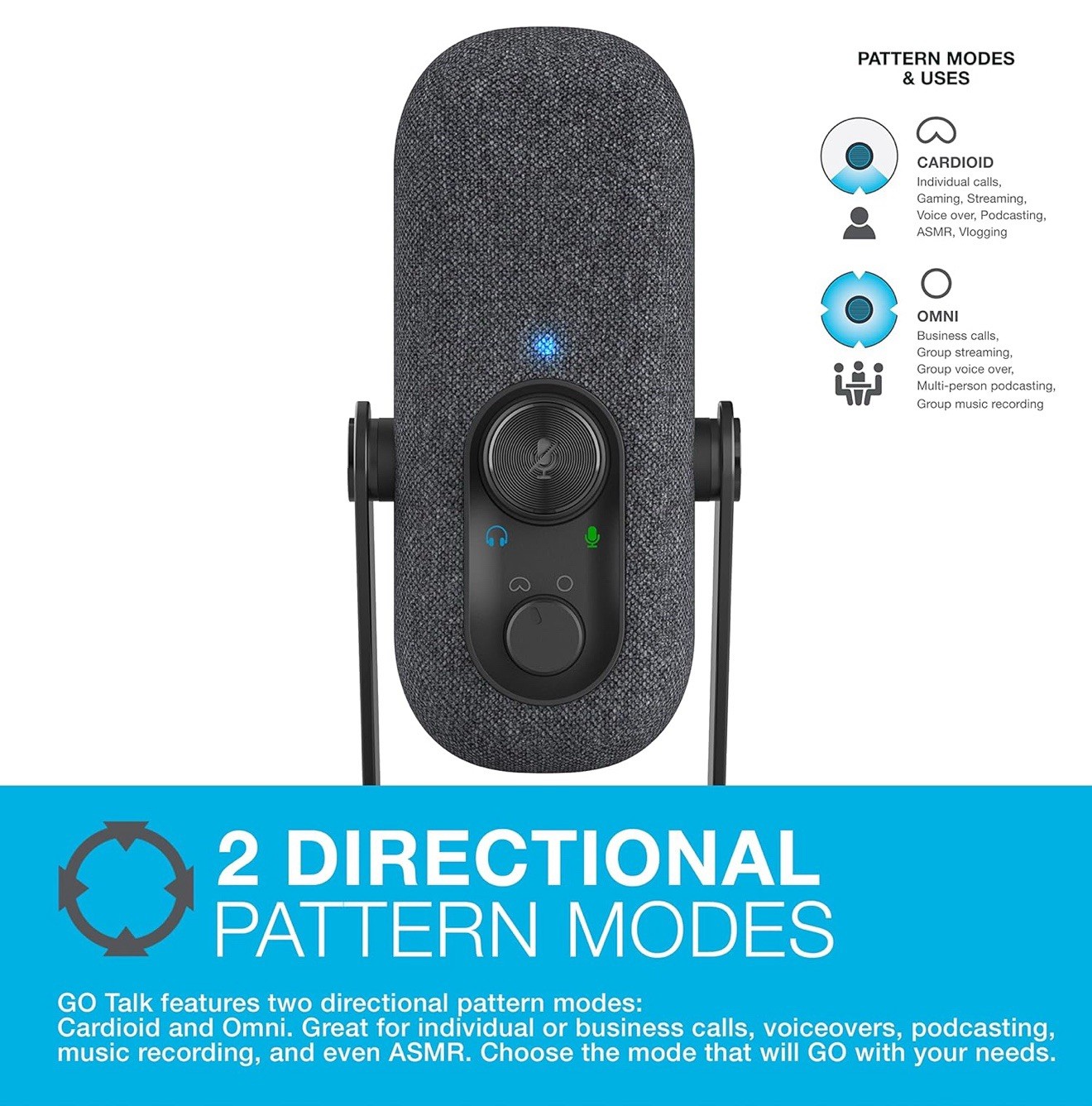 NIB - JLab Go Talk USB Desktop Microphone - 2 Directional Pattern Modes