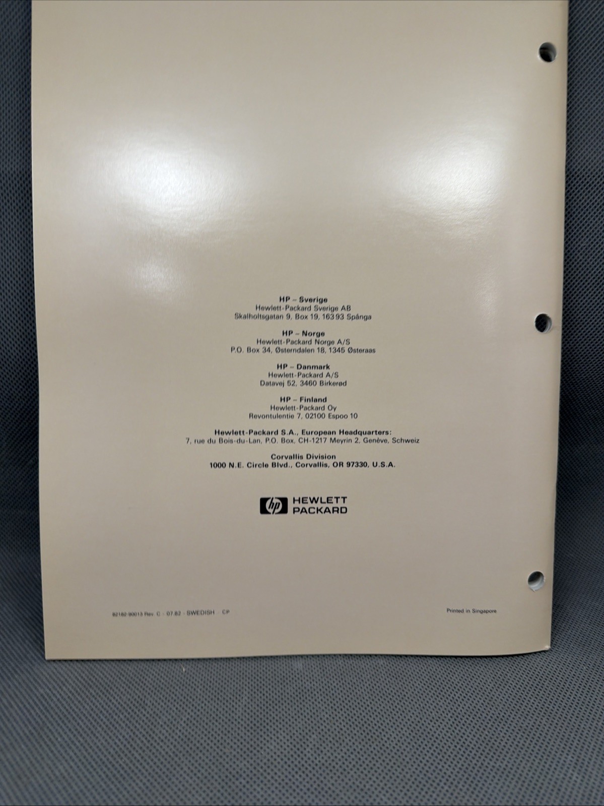 HP 82182A Time Module, Manual ONLY, Swedish