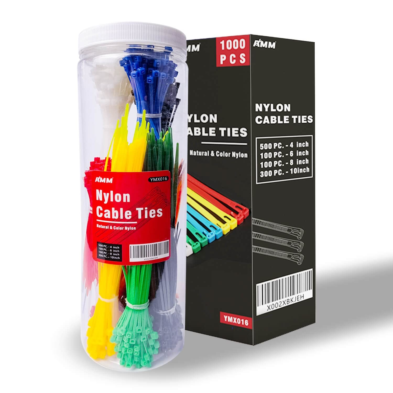 Cable Zip Ties，1000 Pack colored zip ties Assorted Sizes 4, 6, 8 and 10 inche...