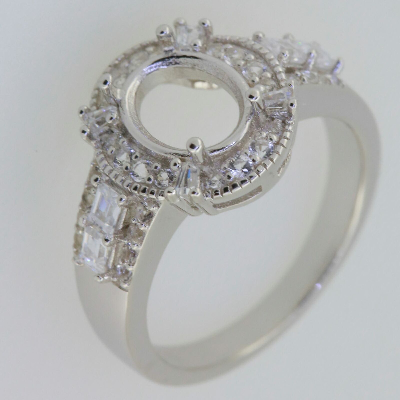 Sterling Silver Semi Mount Ring Setting Oval OV 9X7mm White Topaz PJM22109R