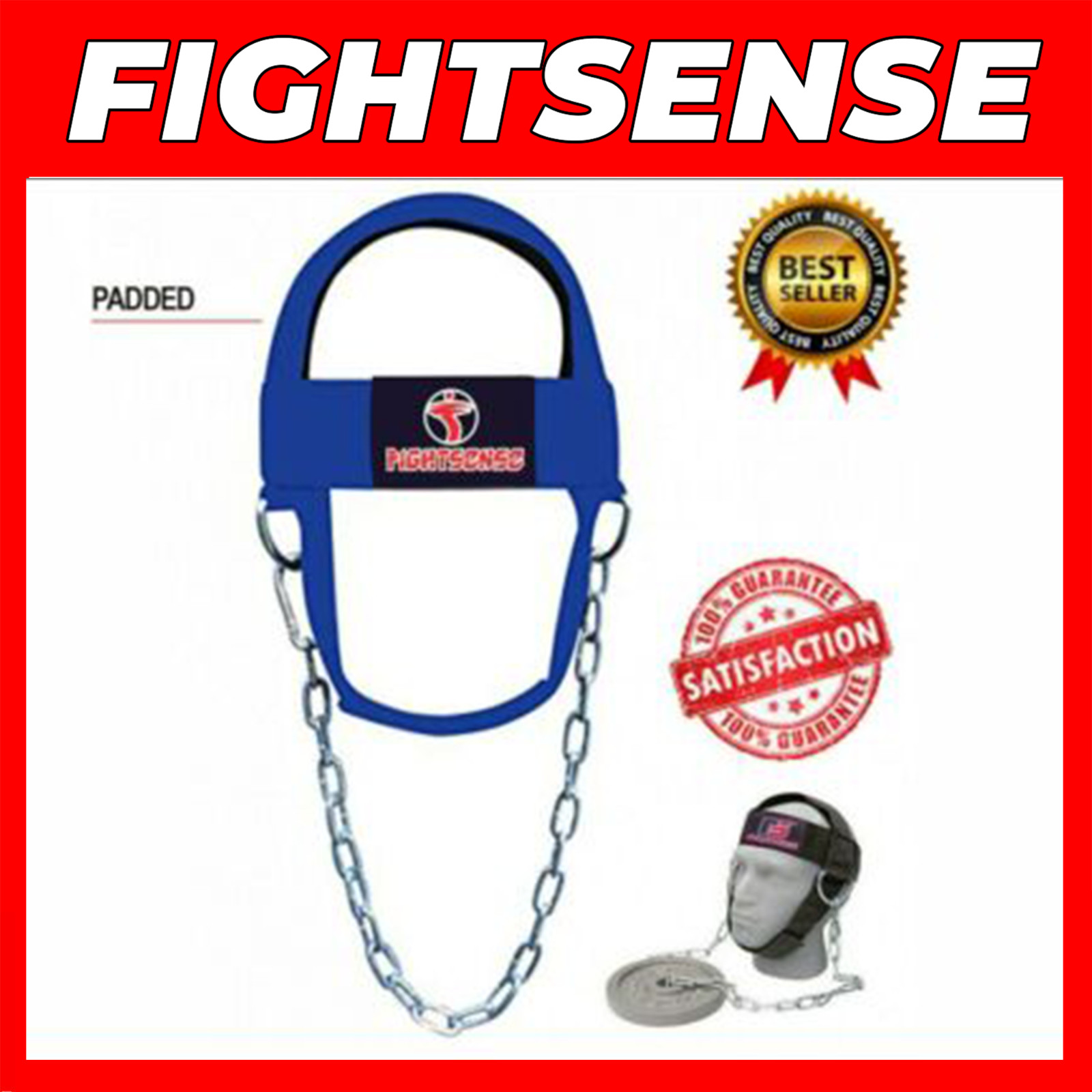 FIGHTSENSE Head Neck Harness Strap Neck Support  Lifting With Chain Blue