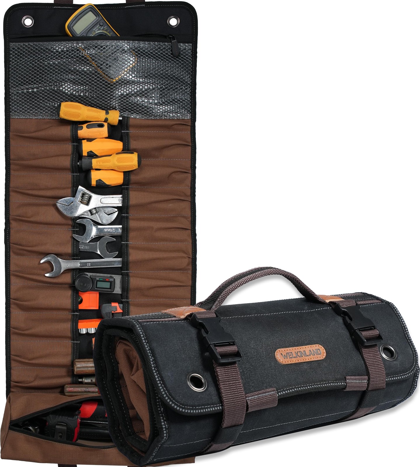 23-Pocket Canvas Tool Roll, Heavy-Duty Tool Wrap Roll, Waterproof Canvas Roll...