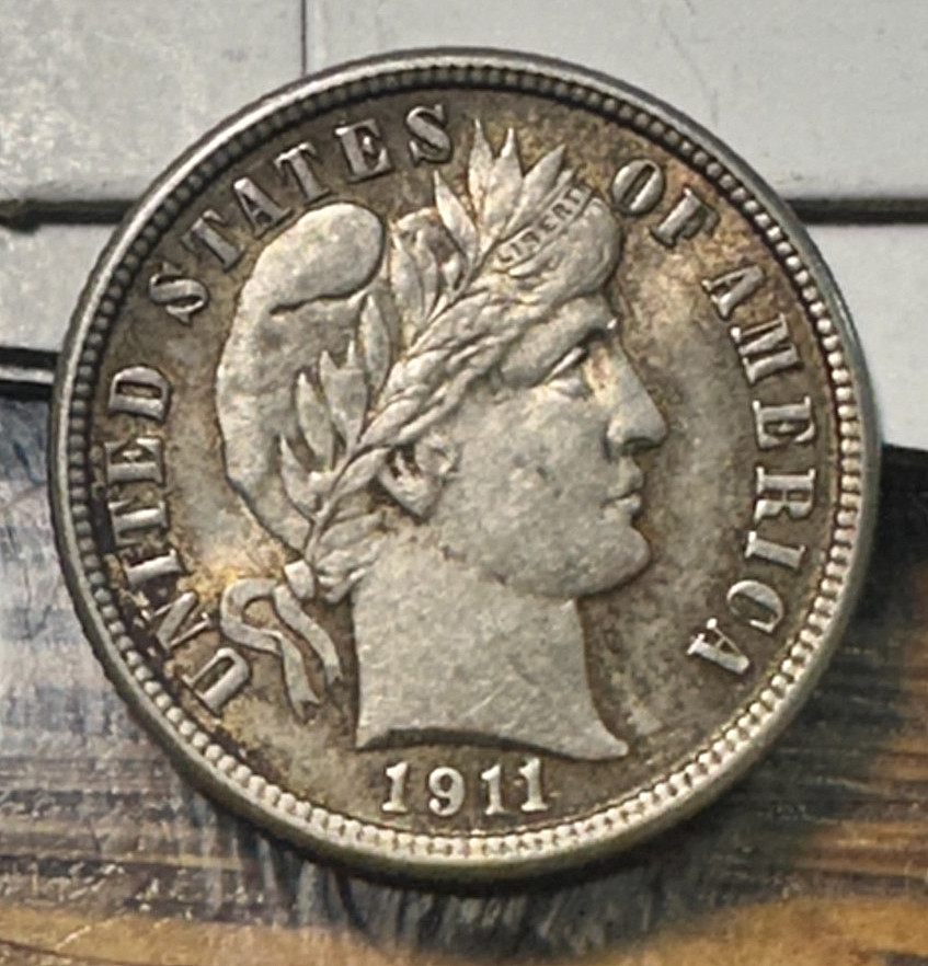 1911 Barber Dime Nice Original Very Choice AU Nice Patina CHRC