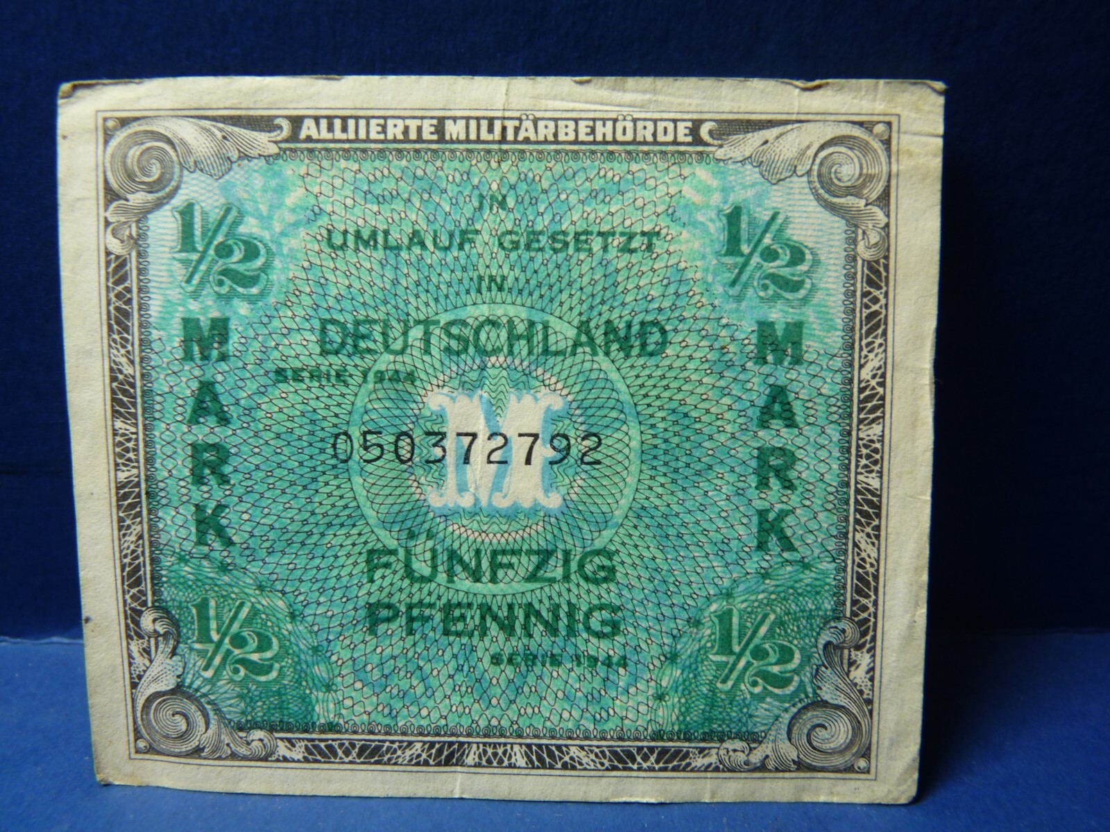 1/2 Mark Pfennig Deutchland 1944 Bank Note
