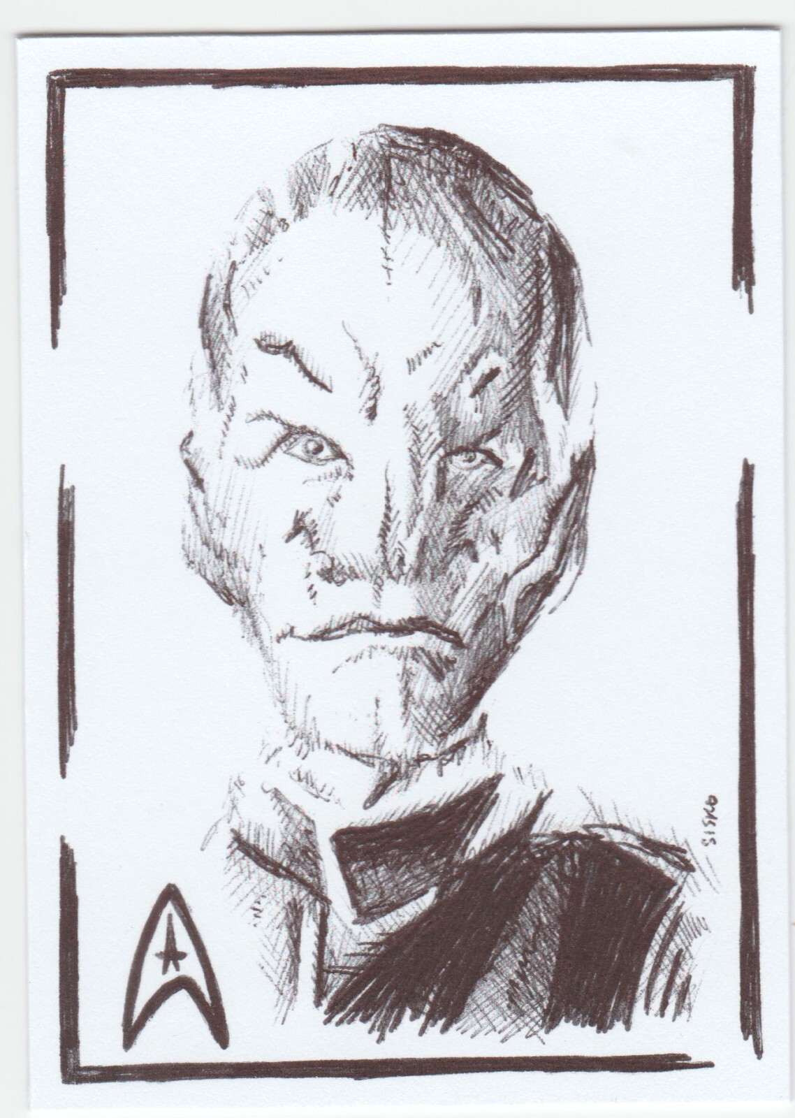 ACEO Art Sketch Card Star Trek Discovery Saru Doug Jones Ink Drawing A