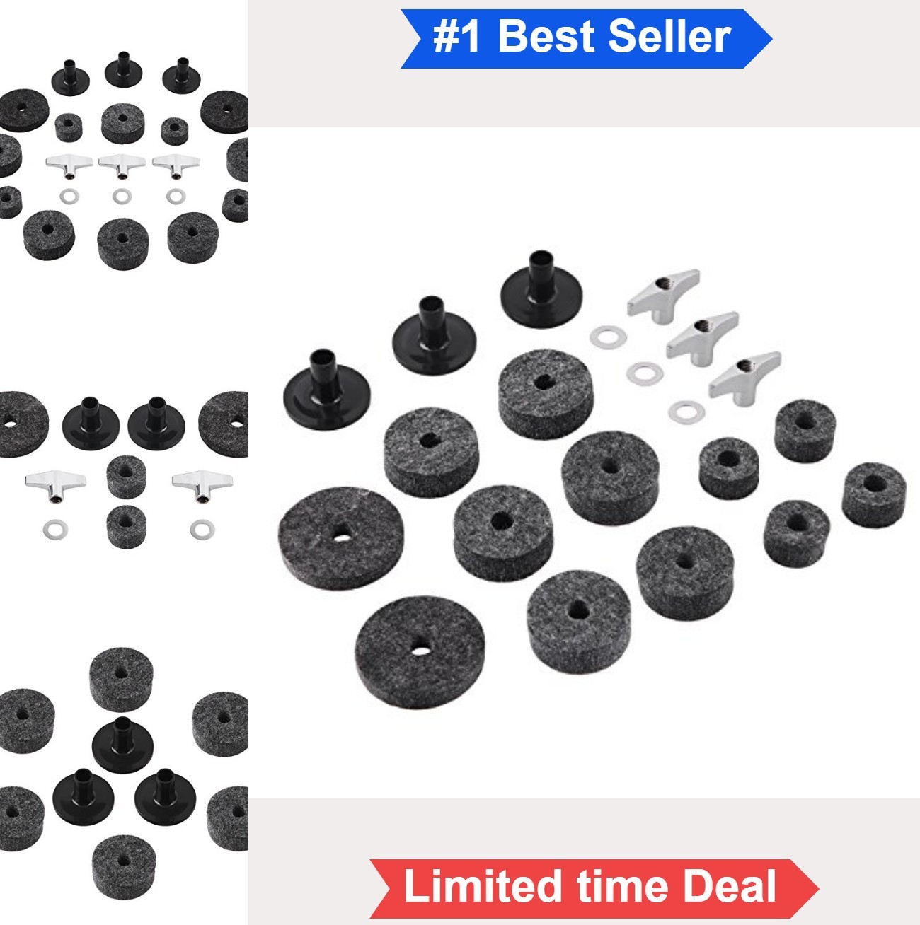 Cymbal Felts Sleeves Washers Wing Nuts 21 Piece Replacement Set for Drum Stand