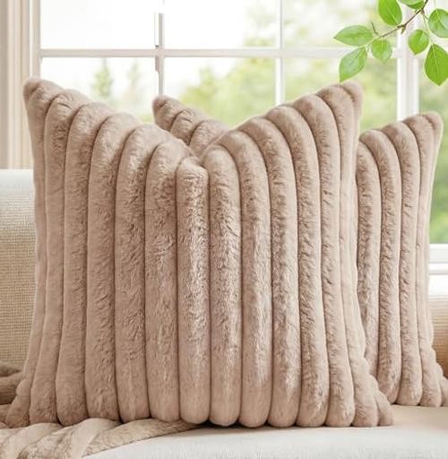 Pack of 2 Throw Pillow Covers 20x20 Decorative 20" x 20" (Pack of 2) Apricot