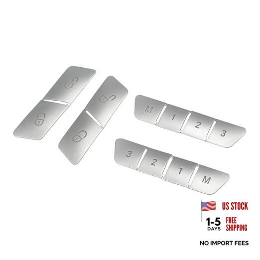 Set of 12 Car Seat Memory Door Lock Unlock Button Sticker Adjust Silver Tone