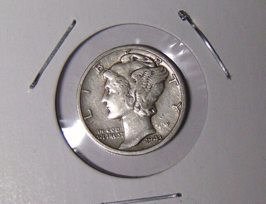 1943-D Mercury Silver Dime VF+ Denver Mint Coin (102822)