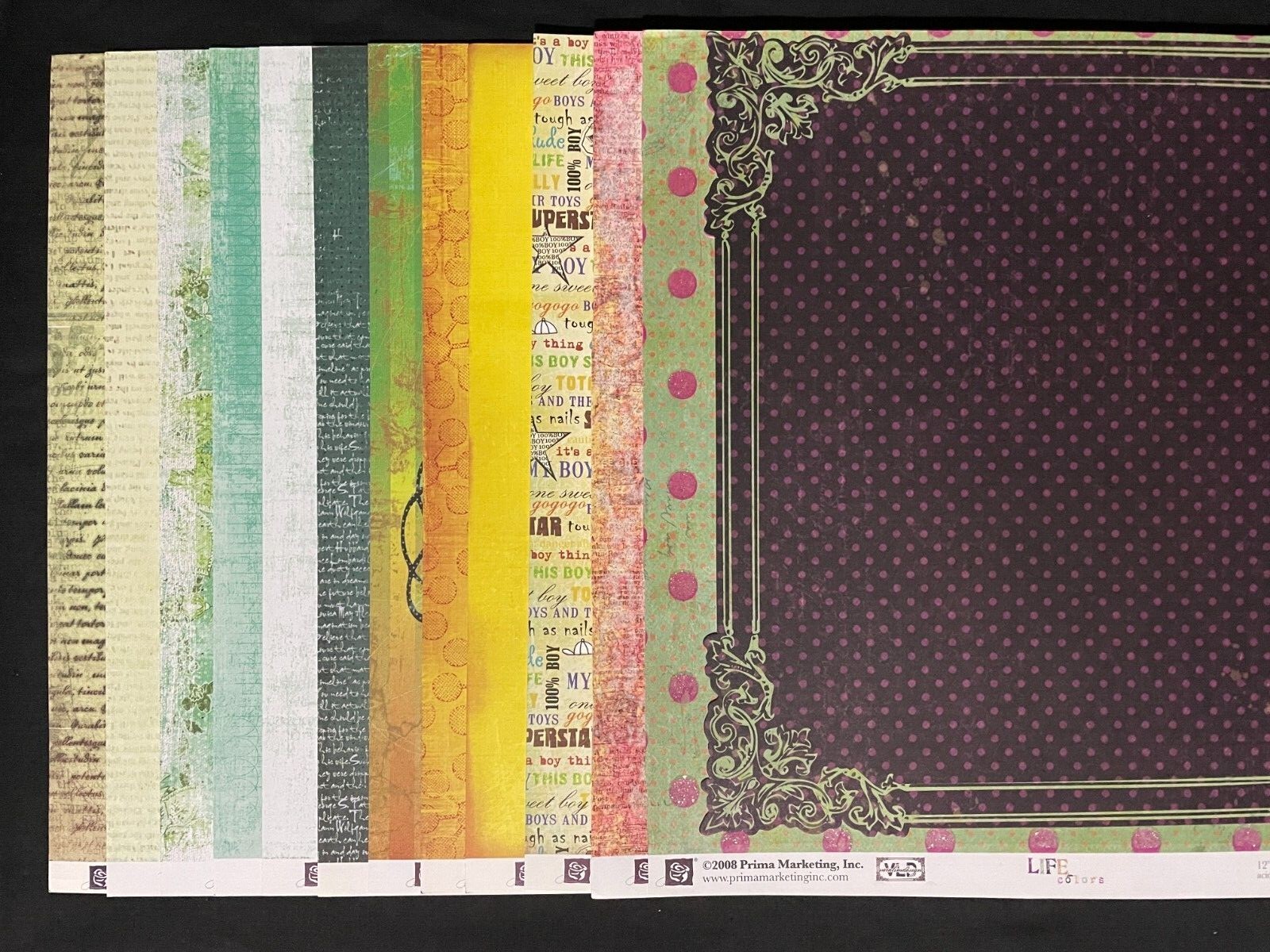 PRIMA ASSORTED 12X12 DS HEAVY PAPER, SS SHIMMERY HEAVY PAPER AND DIE CUT