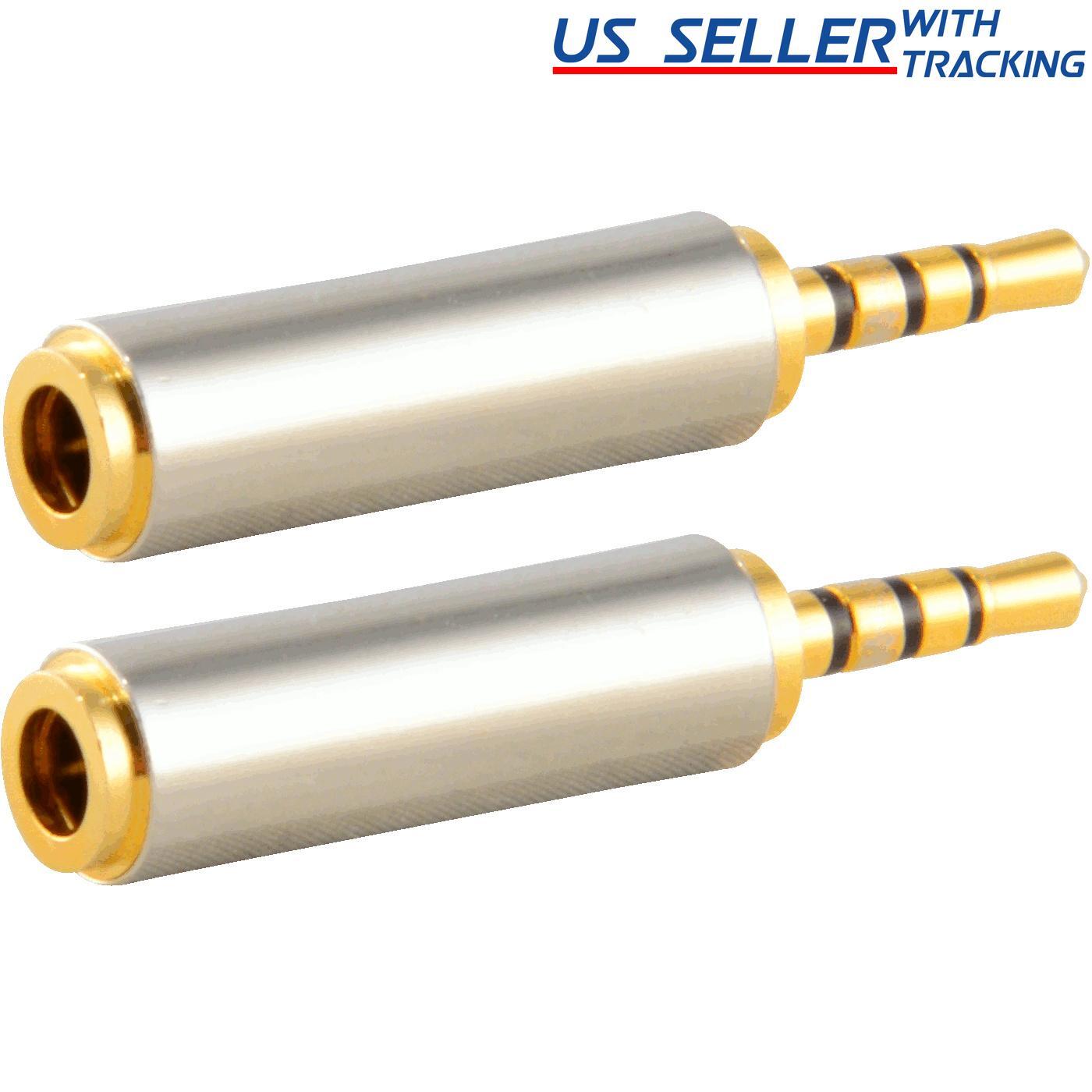 2pcs Gold 2.5mm Male to 3.5mm Female Stereo Audio Headphone Jack Adapter