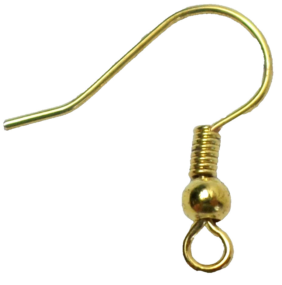50 (25 Pair) Shiny Gold Plated Stainless Steel French Coil Long Hook Ear Wires