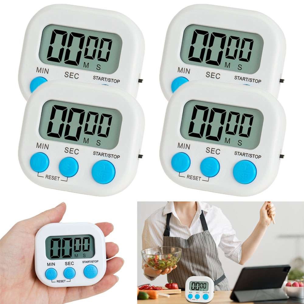4 PCS Magnetic LCD Digital Kitchen Cooking Timer Count Down Up Clock Loud Alarm