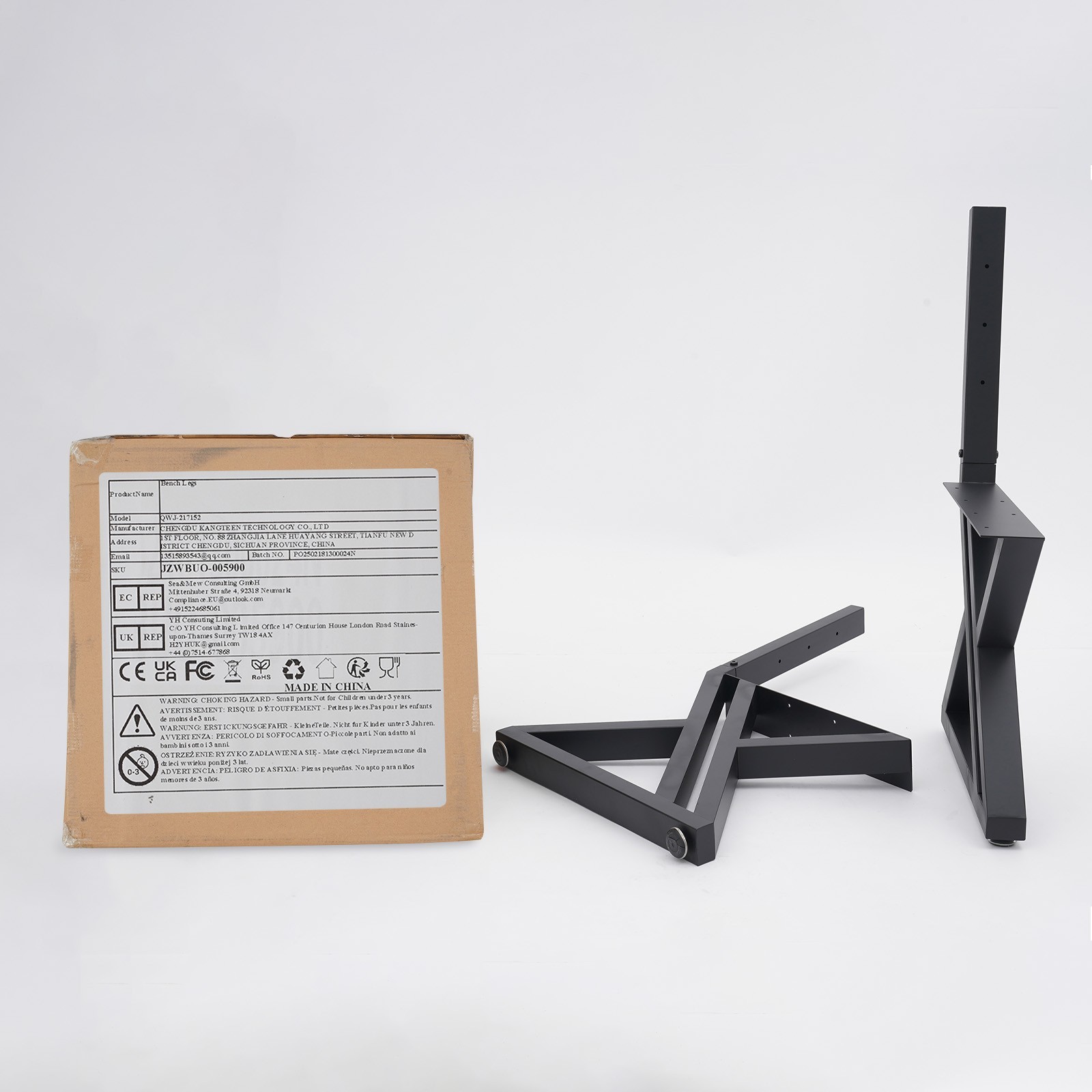 Bench Legs, 2PCS Bench Legs, Z-Shaped Bench Legs with Backrest Bracket