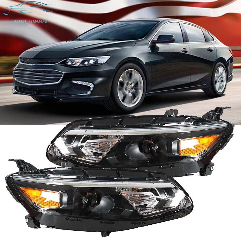 For Chevrolet Malibu 2016-2018 Headlights Headlamps Projector Black Left+Right