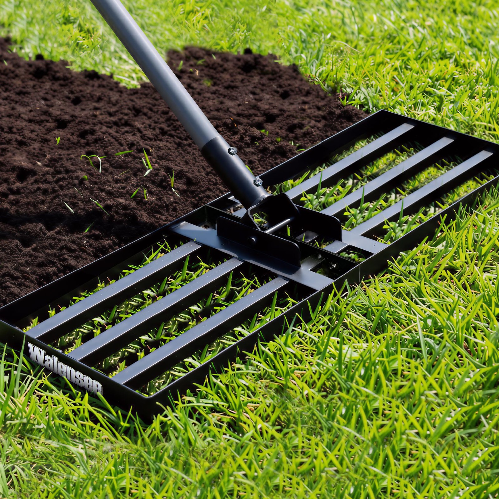Foldable Split Lawn Leveling Rake, 30"x10" Heavy Duty Lawn Leveler Tool with ...