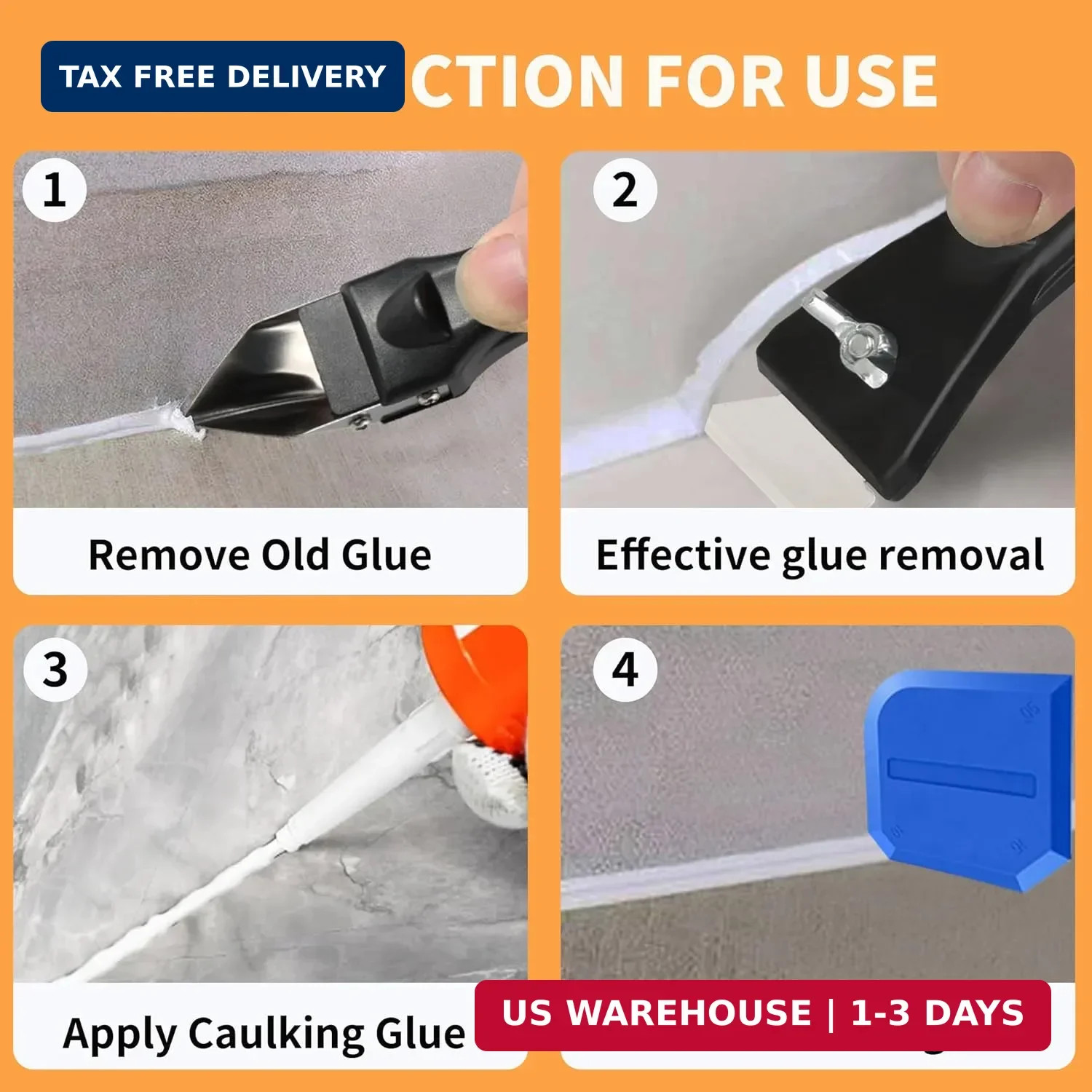 Caulking Tool Kit with Caulk Remover & Putty Knife Scraper | Multifunctional Cau