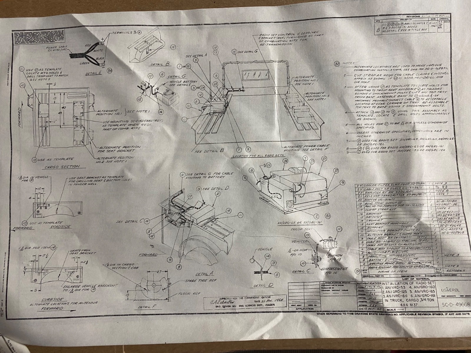 US Military Dodge M37 Support Bracket Part SC-D-49642