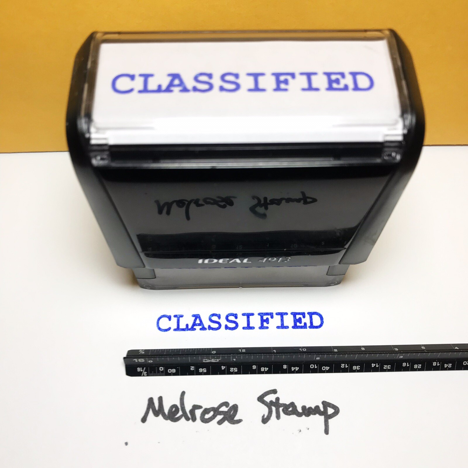 Classified Rubber Stamp Blue Ink Self Inking Ideal 4913