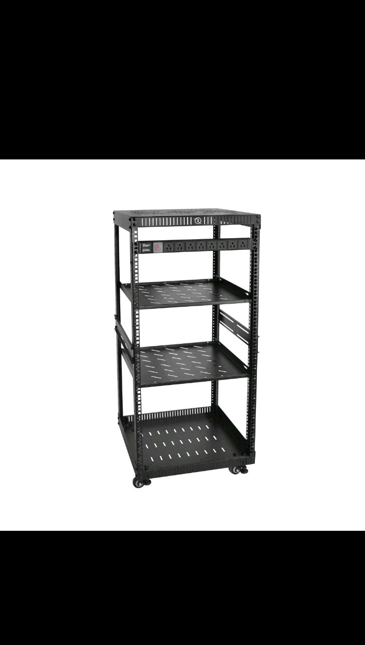 RIVECO 22U Network Rack with Reinforced Top & Bottom Vented Plates - 4 Rollin...