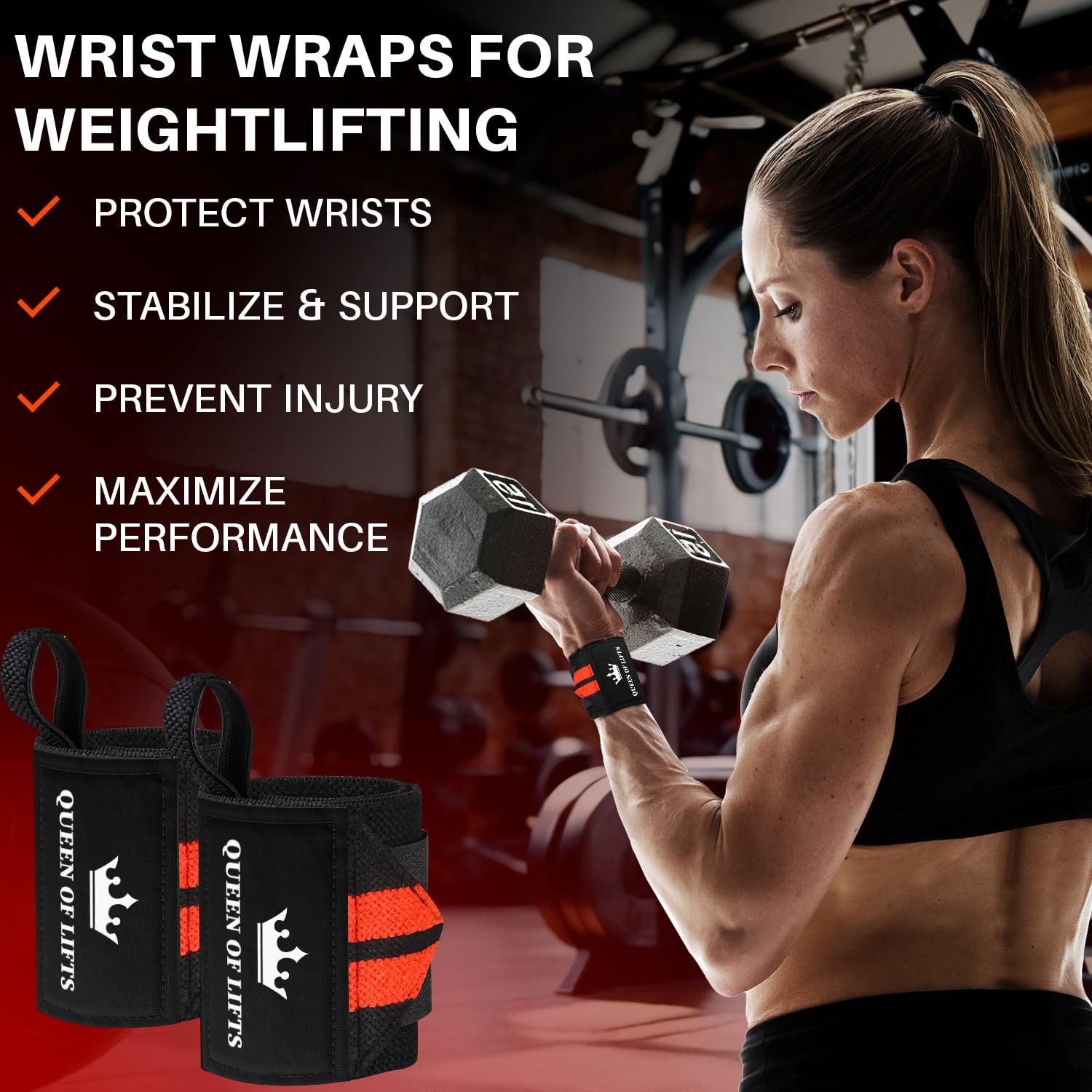 Weightlifting Wrist Wraps with Thumb Loop – HeavyDuty Support for Powerlifting