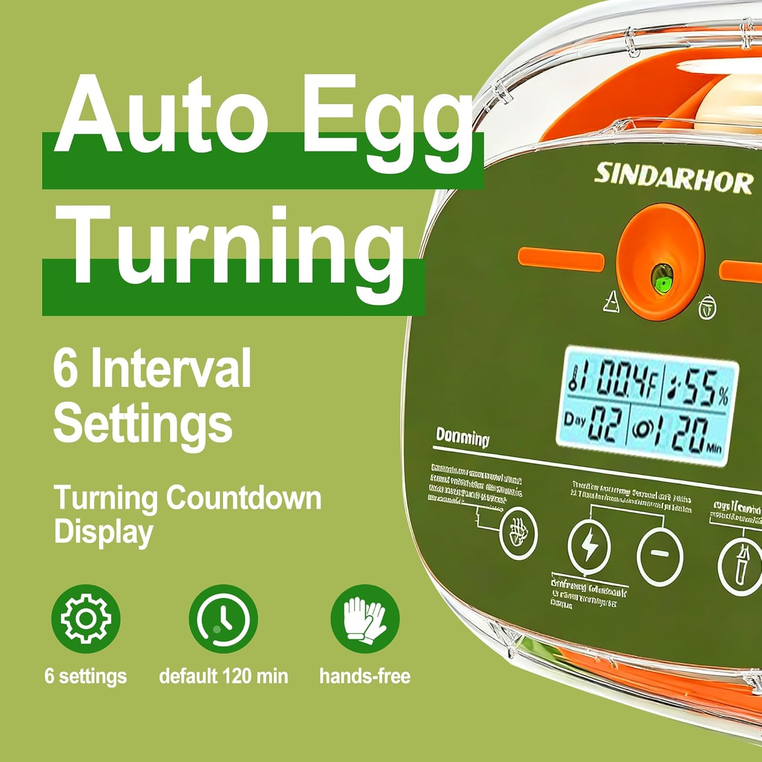 24-Egg Digital Incubator - Automatic Temperature and Humidity Control, LED Displ