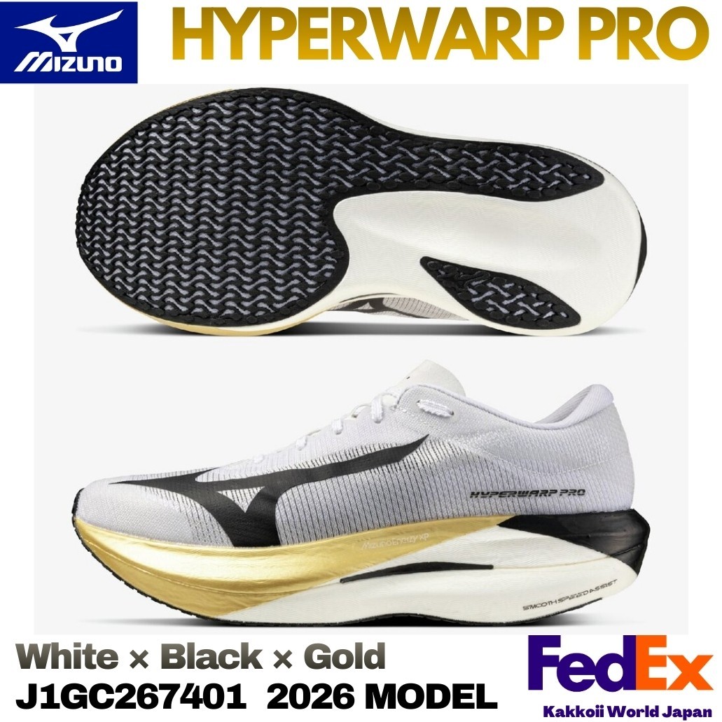 Mizuno Running Shoes HYPERWARP PRO White/Black/Gold J1GC267401 2026 ORIGAMI PACK