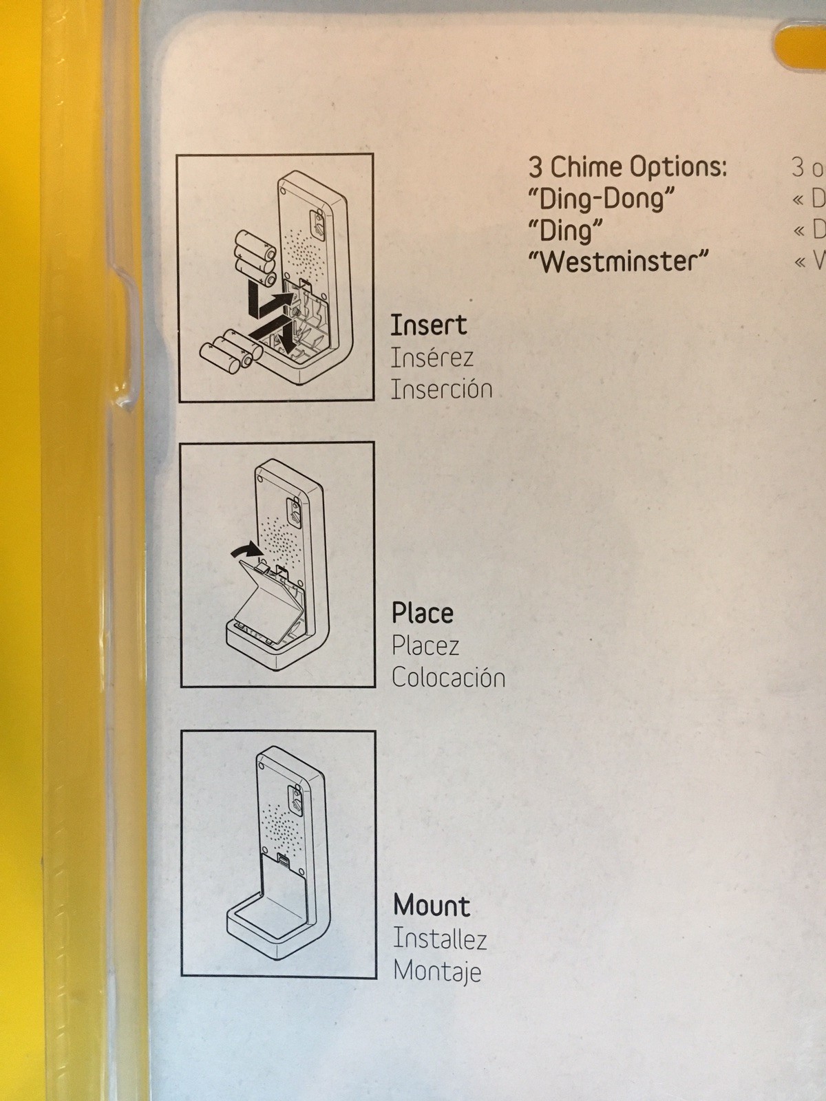 Wireless Doorbell Black & Gray, 3 Chimes, 150' Range, Volume Control Modern Look
