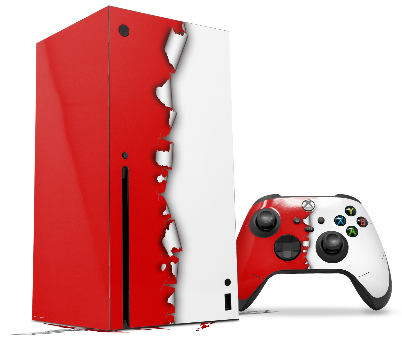 Skin Set for XBOX Series X Ripped Colors Red White