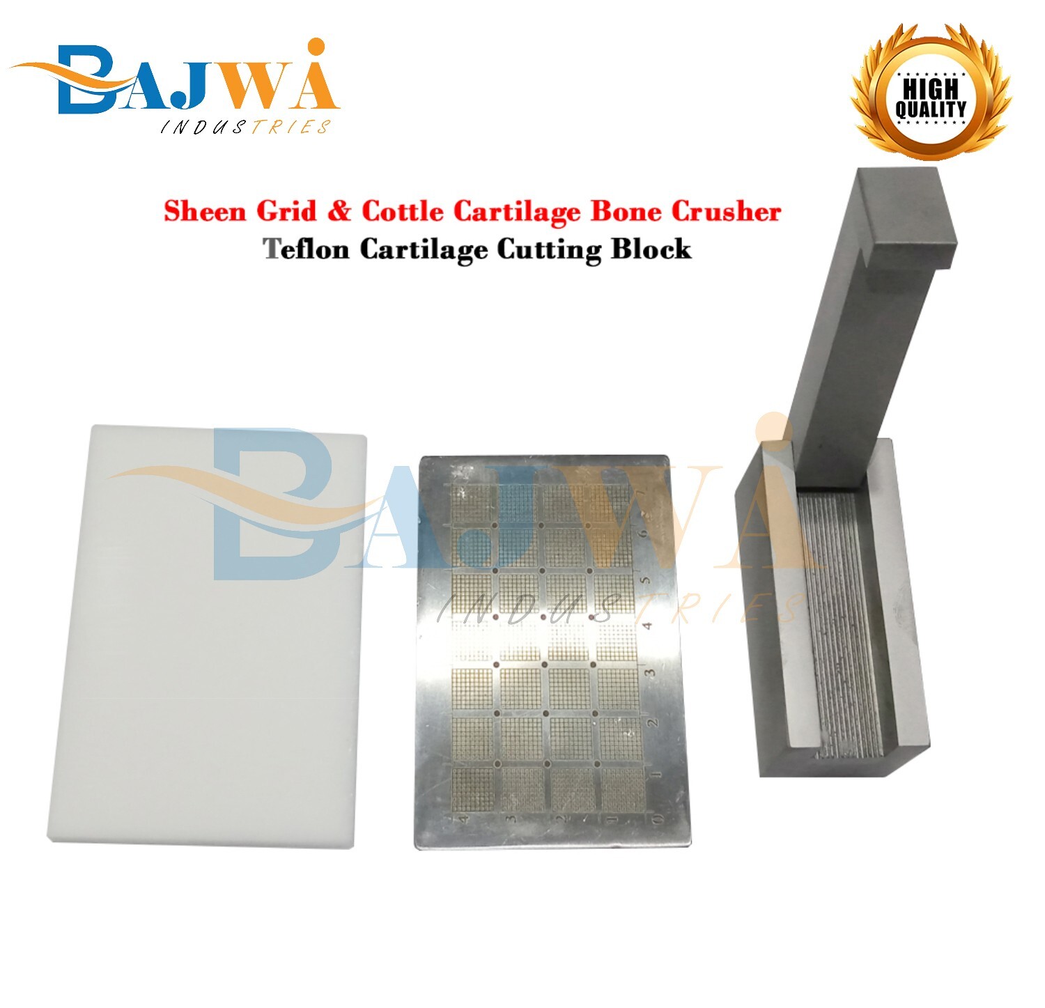 Sheen Grid & Cottle Cartilage Bone Crusher Teflon Cartilage Cutting Block