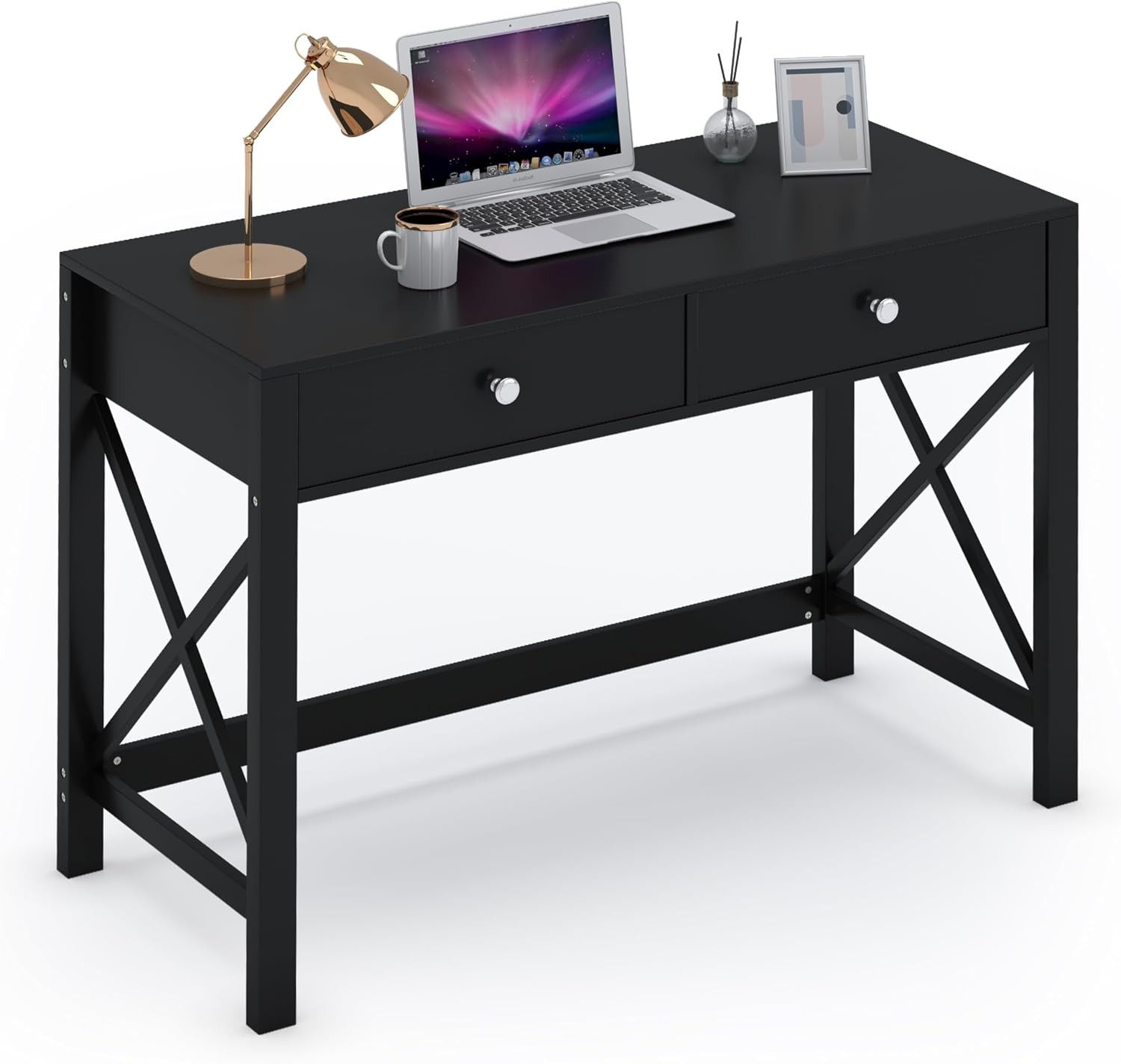 Home Office Desk with Drawers Modern Writing Computer Desk for Bedroom Small