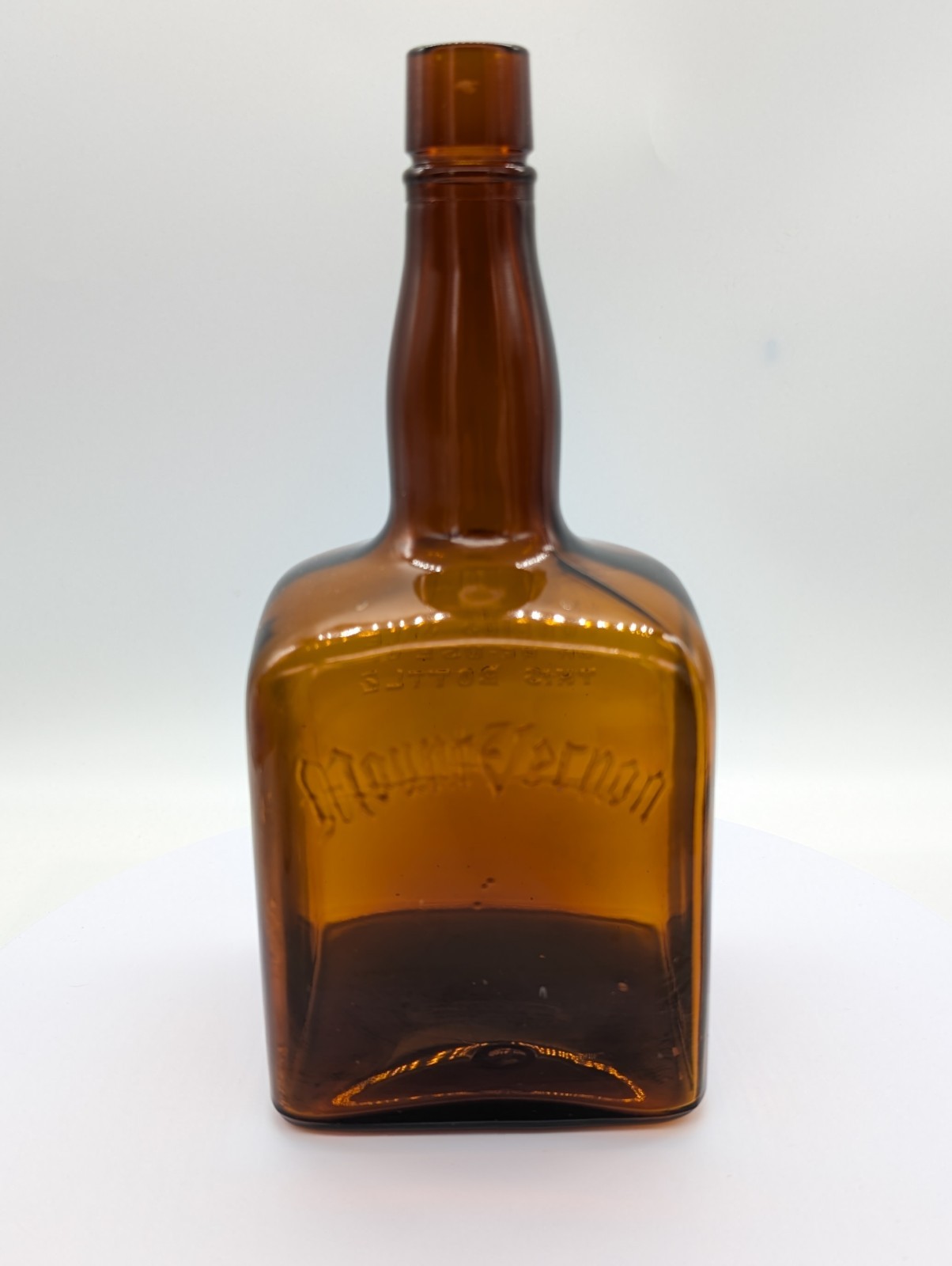 WWII Era Mount Vernon Rye Whiskey Square Quart EMPTY Bottle w/1942 Molded Stamp