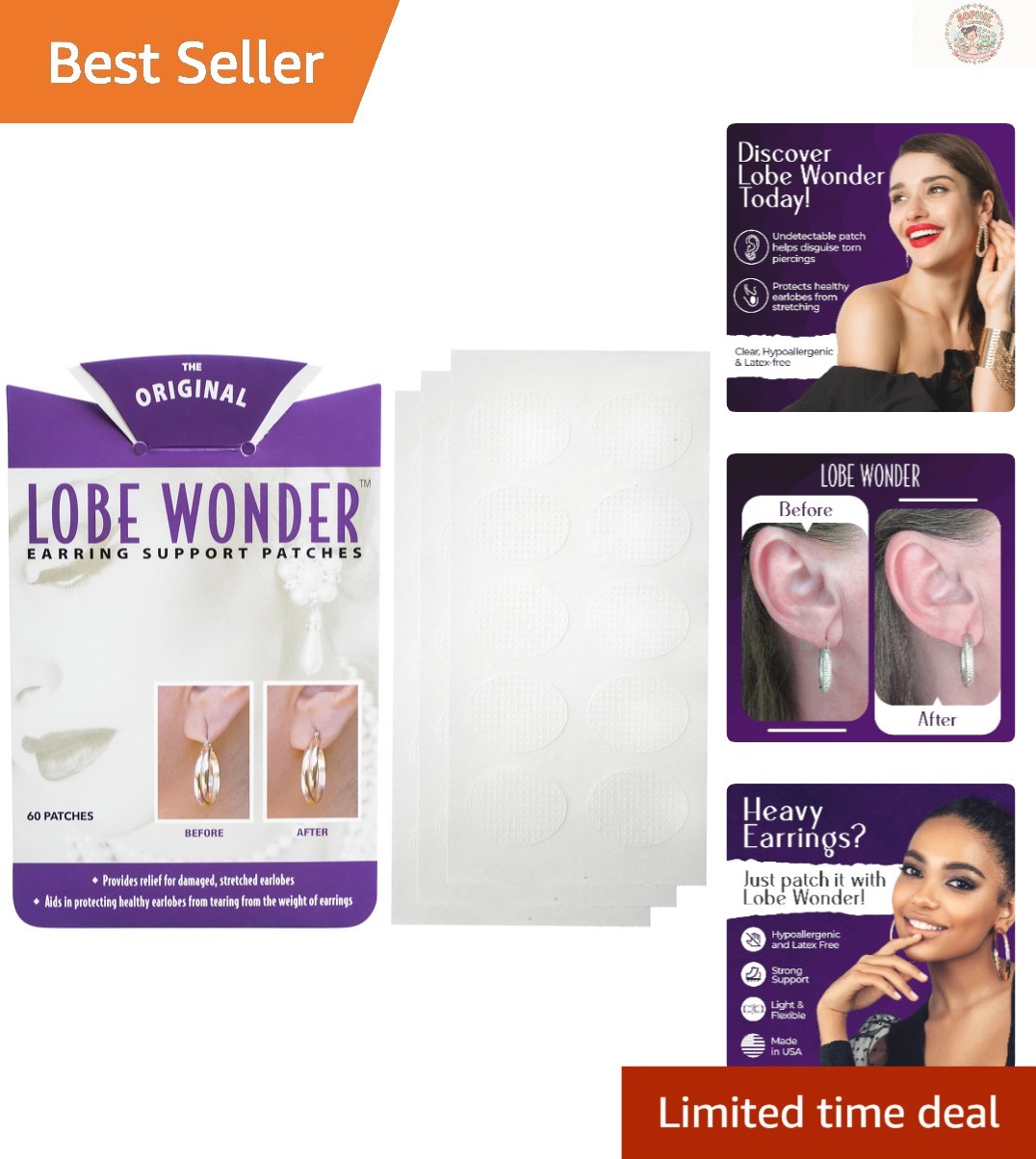 Instant Earlobe Lifter Patches - Eliminate Stretched Piercings & Protect Ears