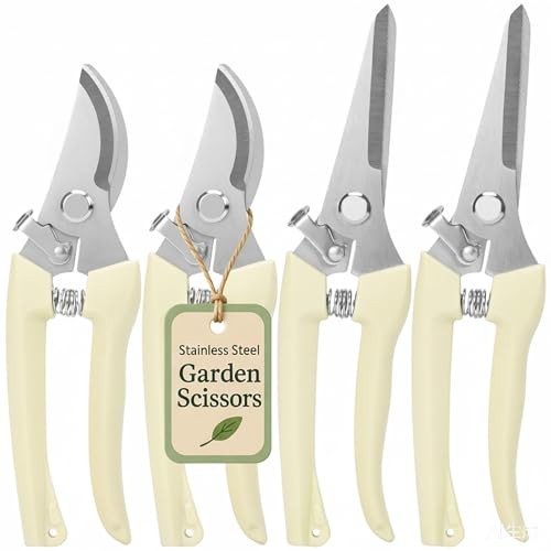 4PACK Stainless Steel Garden Shears, Sharp Pruning Scissors for Plants