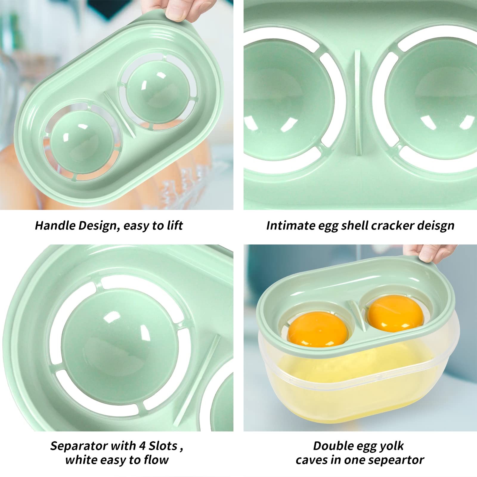 Egg White Separator with Beater, Yolk One Size, Green