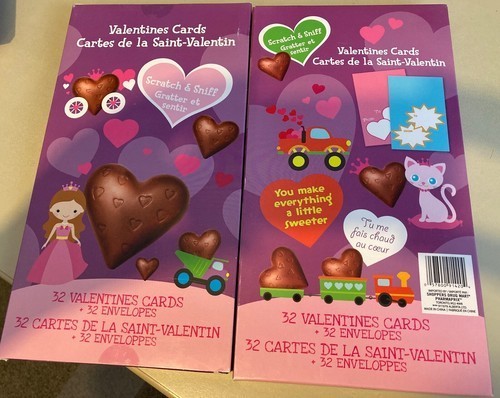 Scratch n Sniff 32 ct. VALENTINE CARDS with 32 ct. purple envelopes