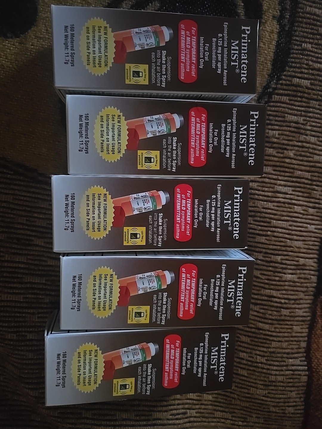 5 Pack Primatene Mist Epinephrine Inhalation Aerosol 160 Sprays Exp 12-2027