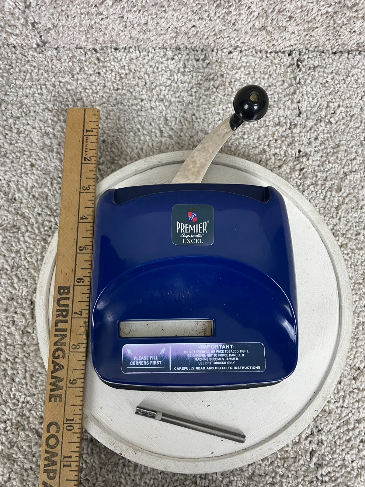 Premier Supermatic Excel Cigarette Making Machine w/ Manual 6"x2.5 Blue