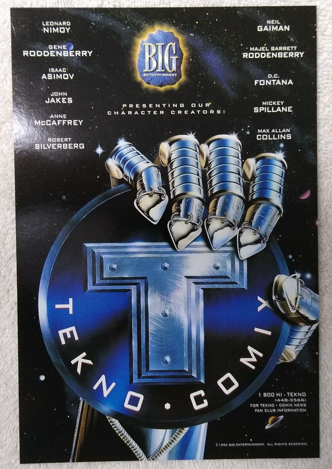 9" Tekno Comix Comic Book Mini Advertising Promo Sheet 1994