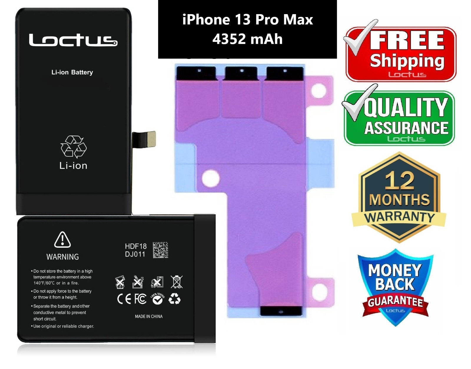 iPhone 13 Pro Max 4352mAh Capacity Replacement Battery - A2484 A2641 A2643 A2644