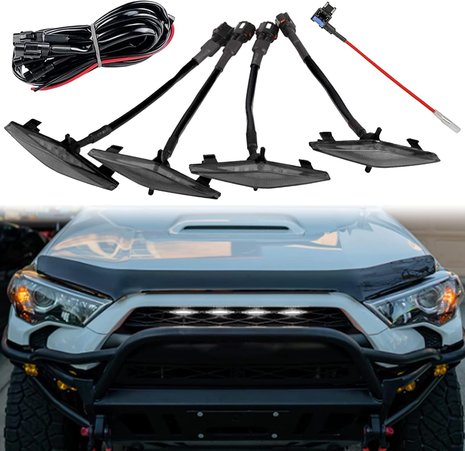 4pcs LED Grill Lights for 2014-2021 Toyota 4Runner TRD Pro Grille, Including SR5