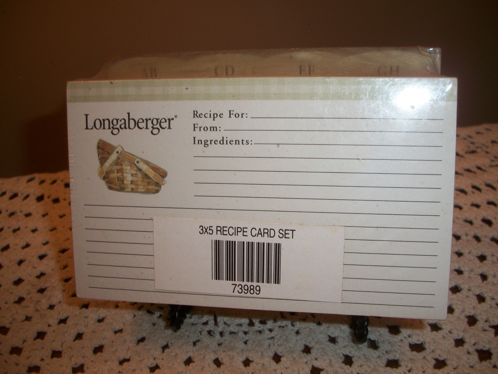 New Old Stock Sealed Longaberger 3 by 5" Set Recipe Card Set for Recipe Basket