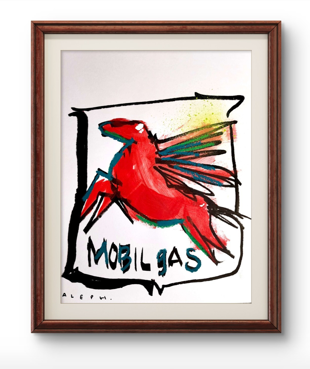 Aleph Original Art Mobil 14x11 Contemporary Expressionist Painting Gallery Paper