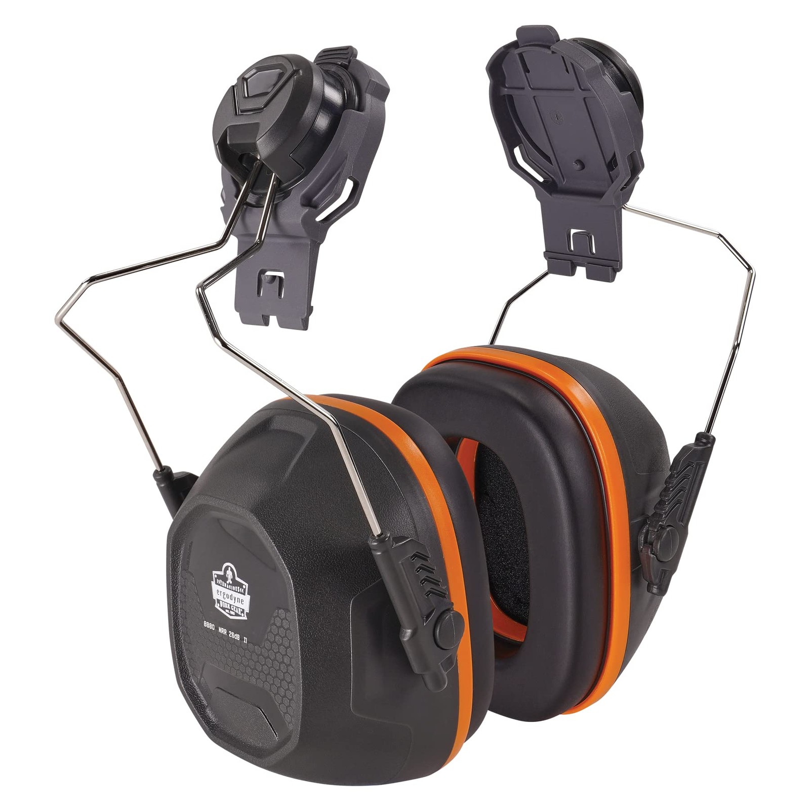 Gray Mounted Earmuffs, NRR 26dB, Full Brim, Hard Hat, Hearing Protection, Safety