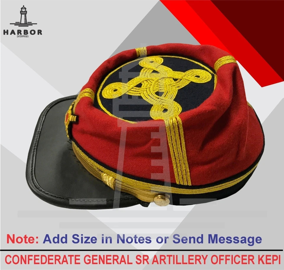 CIVIL WAR CONFEDERATE GENERAL SR ARTILLERY OFFICER KEPI FORAGE CAP HAT