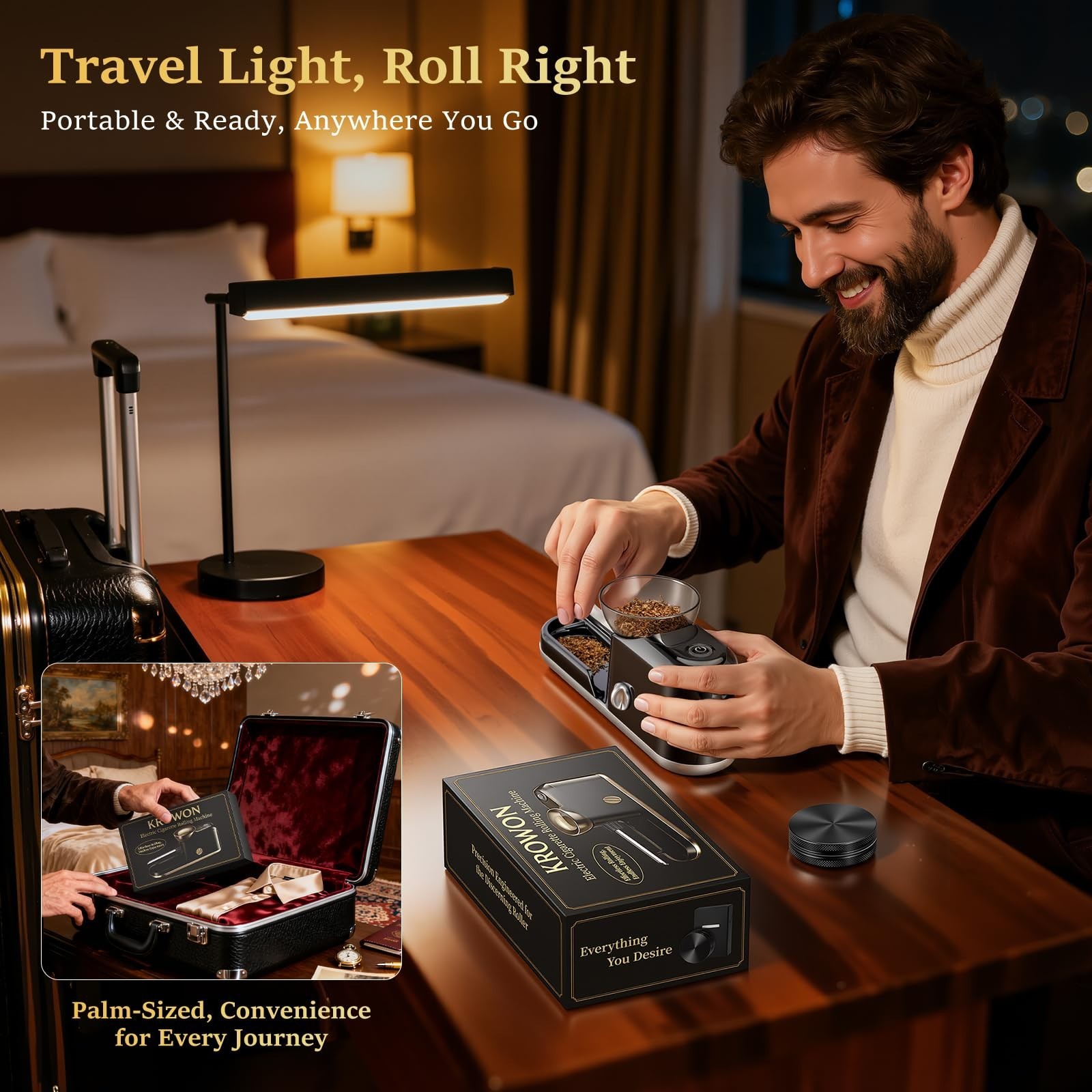 Automatic Electric Cigarette Rolling Machine - One-Touch Maker with Complete Kit