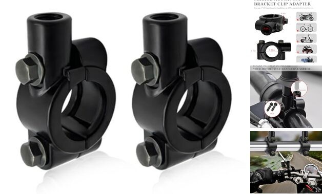 2PCS Motorcycle Handlebar Mirror Mount Holder, 8mm 7/8" Handlebar Black, 10mm
